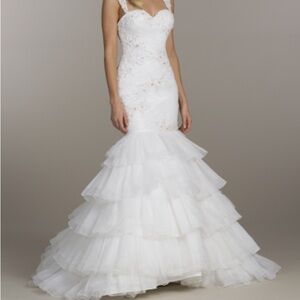 Lazaro,Chic White Tiered wedding dress